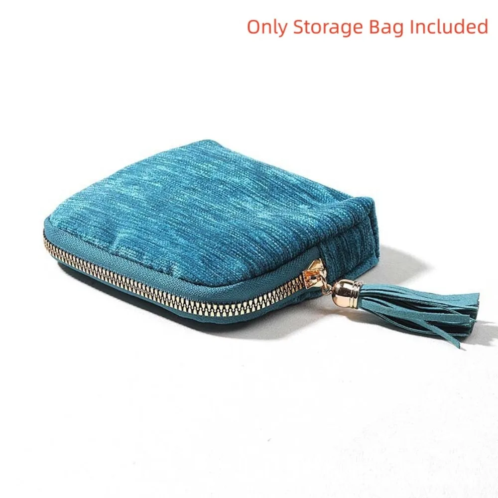 6-Layer Velvet Travel Jewelry Pouch Soft Dustproof Portable Zippered Storage Bag Multifunctional Multi-Compartment