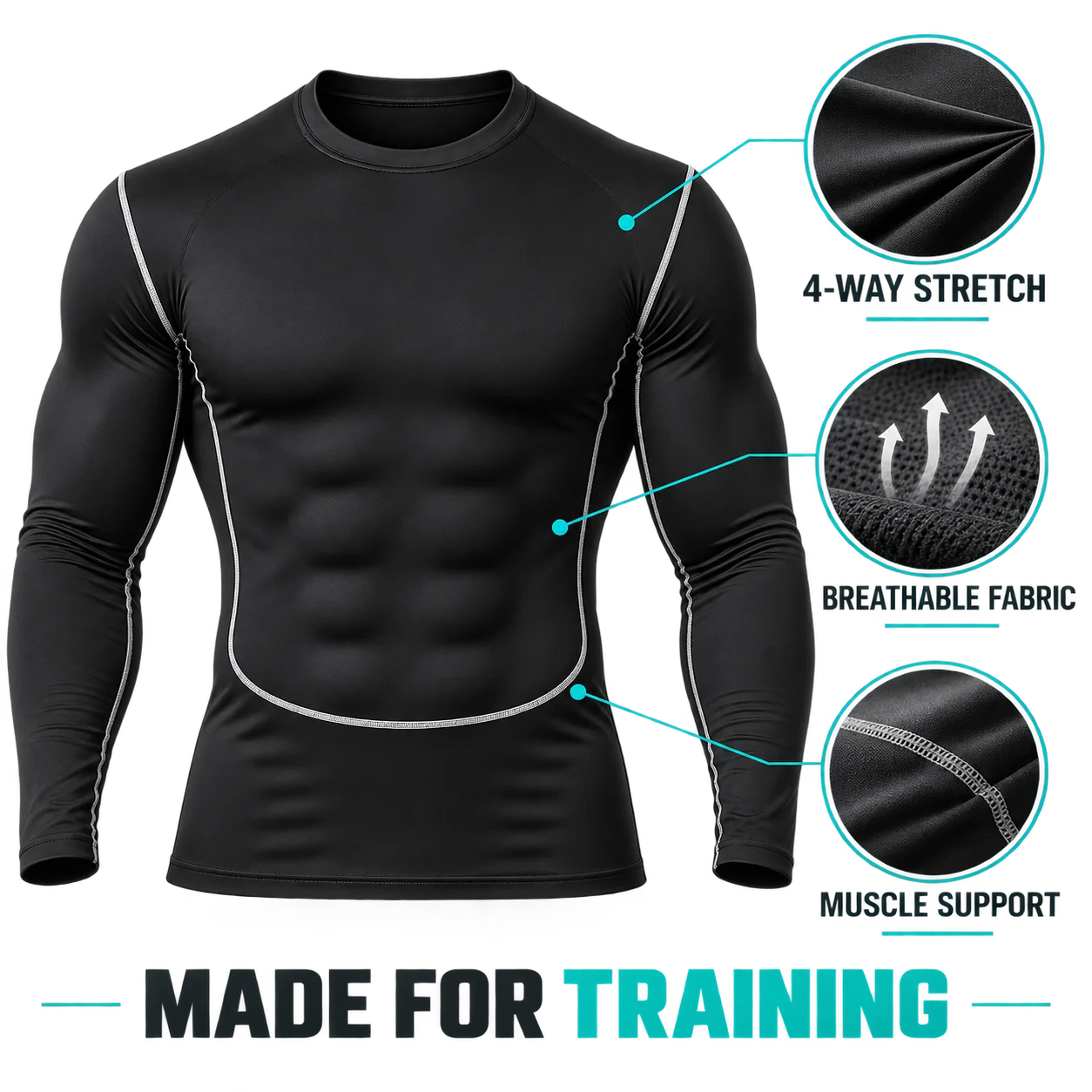 Custom Logo Men's Long Sleeve Compression Shirt Running Gym Cycling Base Layer Stretch Athletic Wear for Team Sports Training