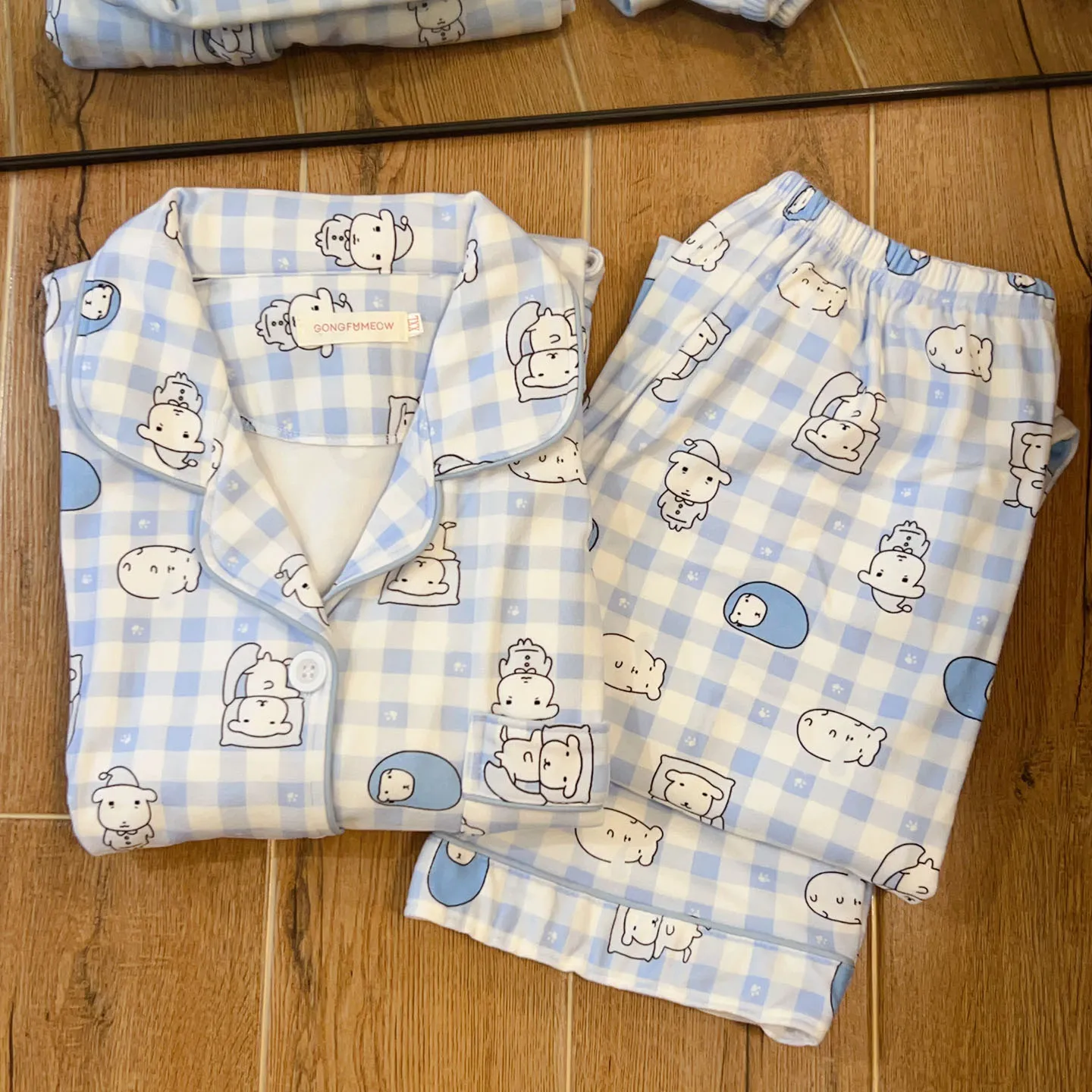 

Комплект пижам Thiened Fluffy для женщин: теплая домашняя одежда на осень-зиму, длинные рукава, длинные брюки, комфортный, мягкий, из дерво