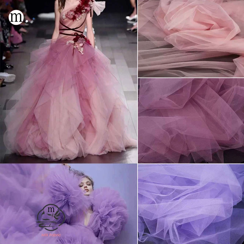 Pink Blush Soft Tulle Fabrics Decoration Curtain Clothing Sewing Mesh Gauze Layout Chair Back Yarn Encryption DIY Material