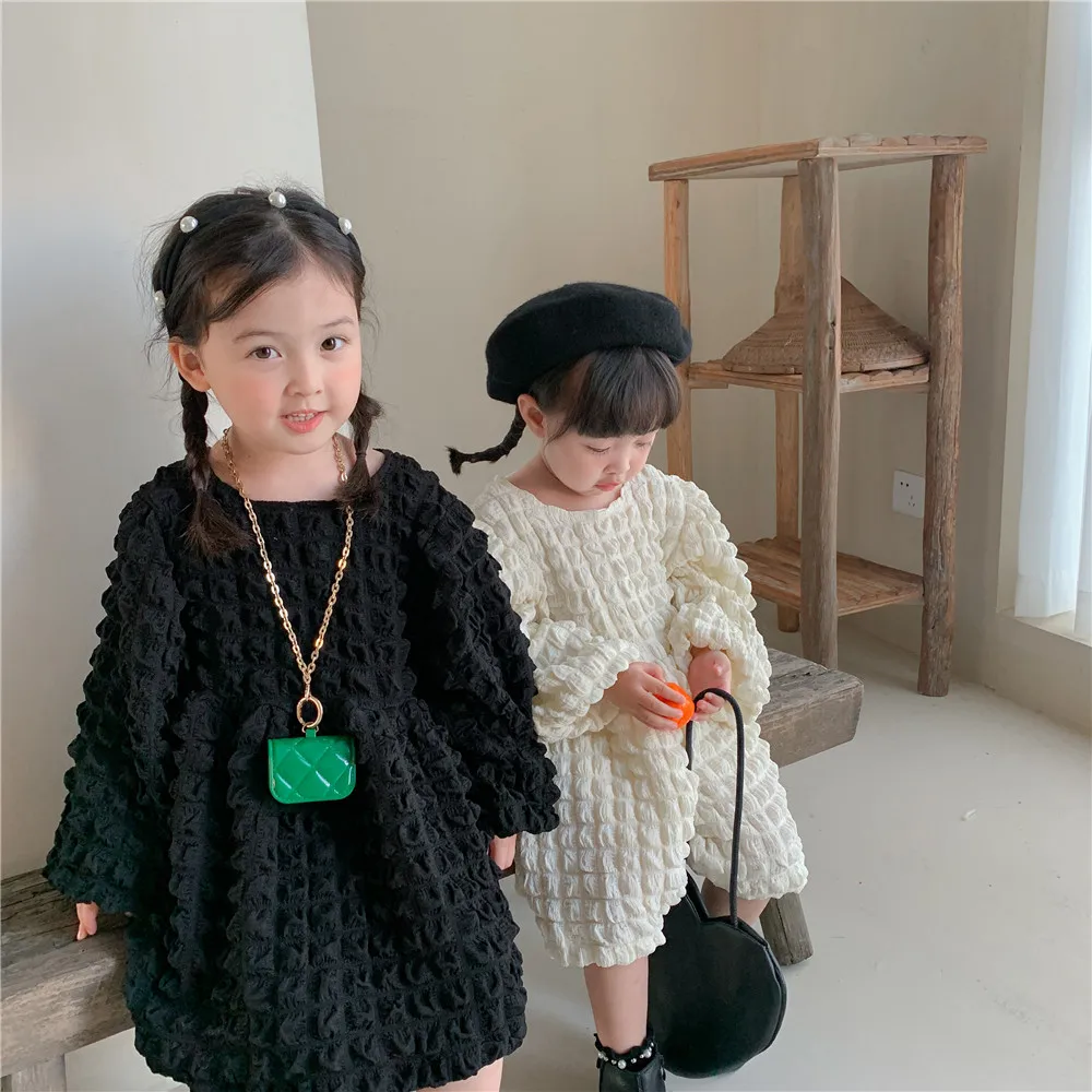 

Kids Clothes Girl Long Sleeve Dress 2024 New Spring Autumn Children Princess Dresses Kids Black One Piece Clothing 1 To 7 Years