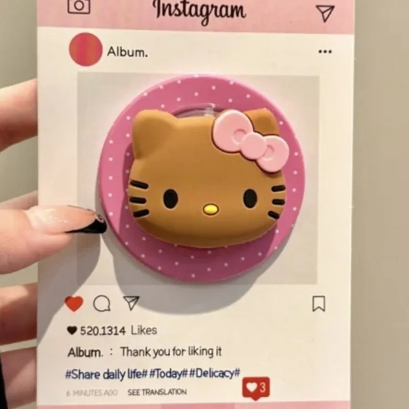 Kawaii Hello Kitty Magnetic Phone Grip Tok Cute Sanrio 3D Silicone For Magsafe Holder Foldable Stand for iPhone 18 Samsung Women