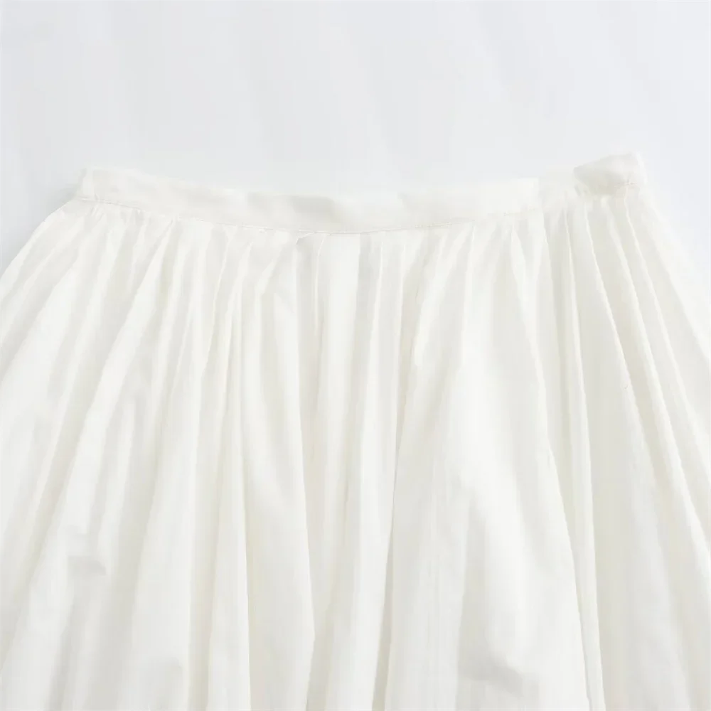 2024 Summer New Product Women\'s Fashion and Casual Style Versatile High Waist Pleated Decorative Wide Swing Skirt