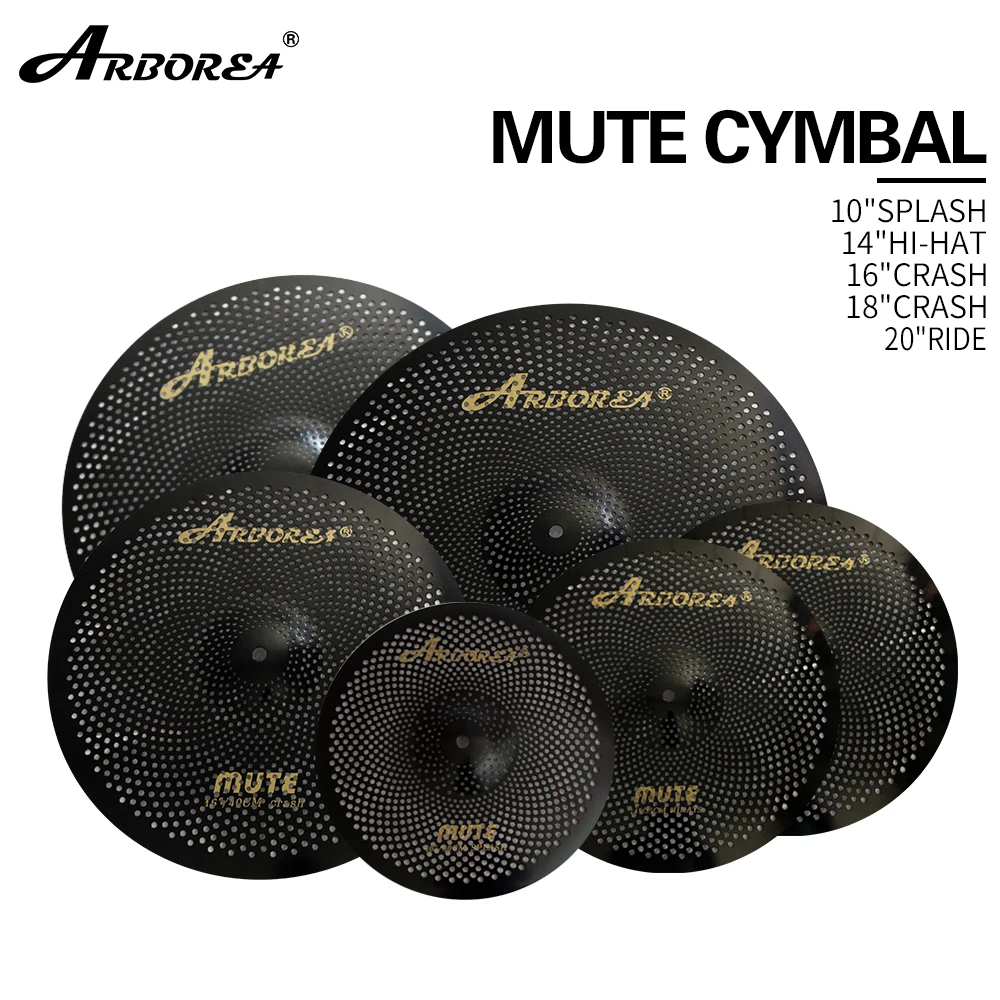 

Arborea Mute Cymbals Sliver Black Color+5.5 inch Cowbell Set+Cymbal Felt