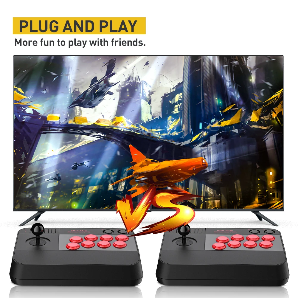 Kinsussuper Console X Arcard 8 In 1 gioco cablato Joystick 3D a 360 ° Controller Plug And Play per PS4/PS3/Switch/PC/Android TV