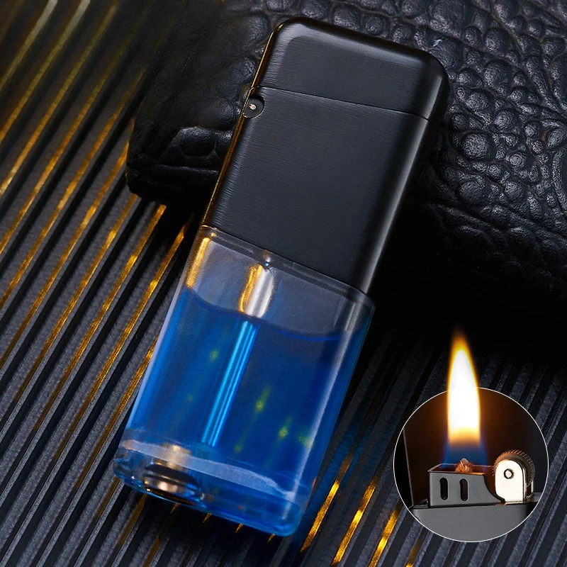 Portable, Fashionable Visually Transparent Oil Depot Open Flame Lighter Grinding Wheel Ignition High-value Lighter Smoking Gift