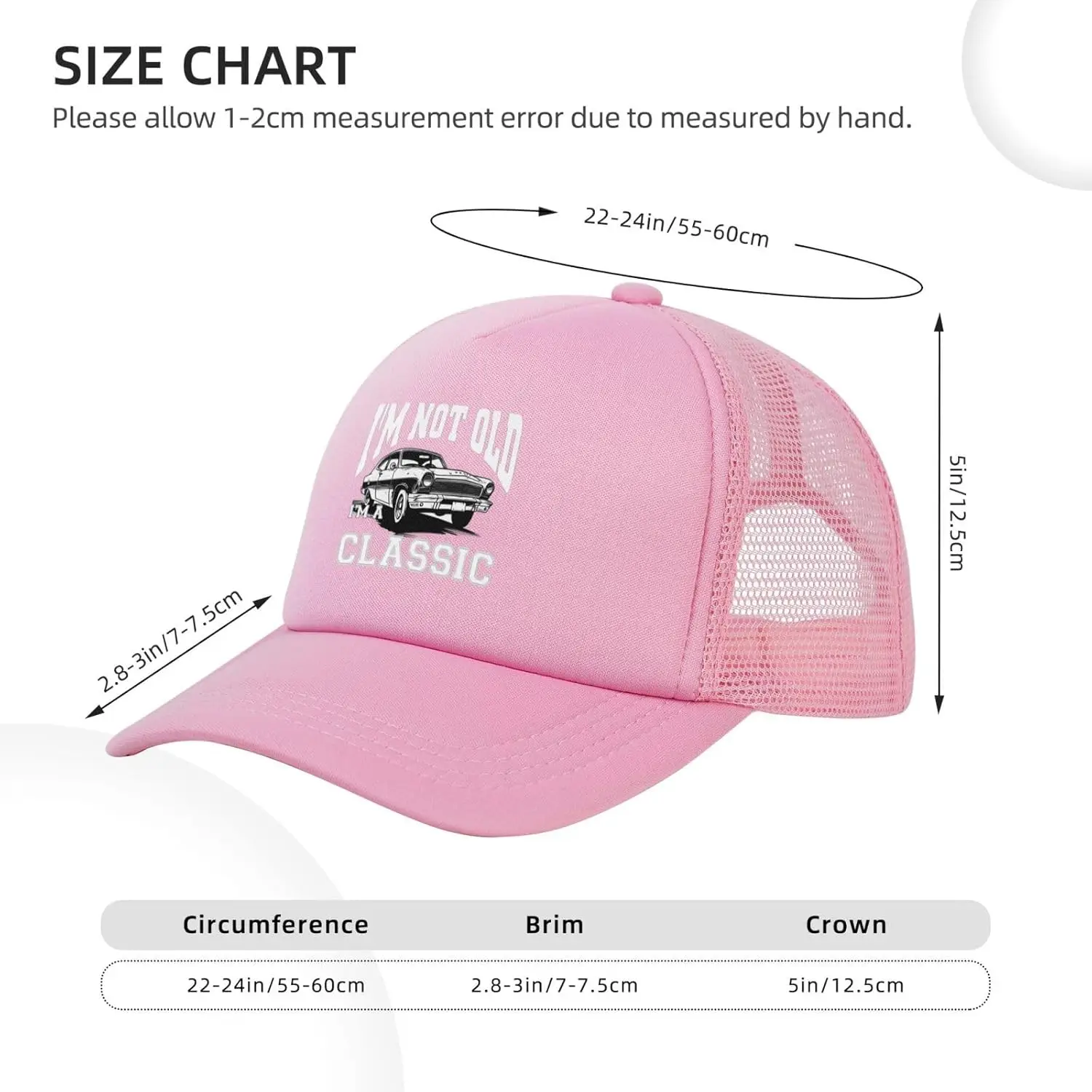 أنا لست قديمًا ولكن قبعة بيسبول كلاسيكية قبعة سائق الشاحنة الوردية القابلة للتنفس للنساء والرجال