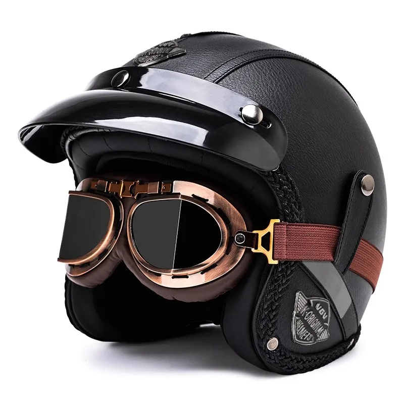 

Open Face Motorcycle Helmets 3/4 Moped Helmet Dual Visor Quick Release Buckle Helmets for Adults Motorcycle Men Women Helmet