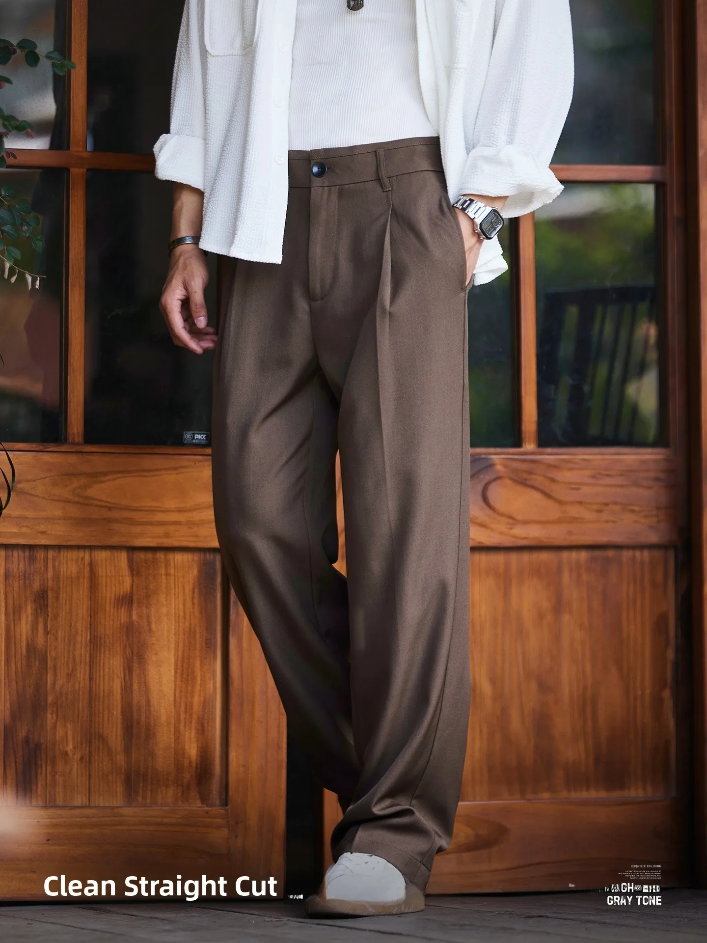 Casual Drapey Straight Leg Men's Trousers for Commuting Autumn New Style Cleanfit Old Money Style Long Pants Youth Popular