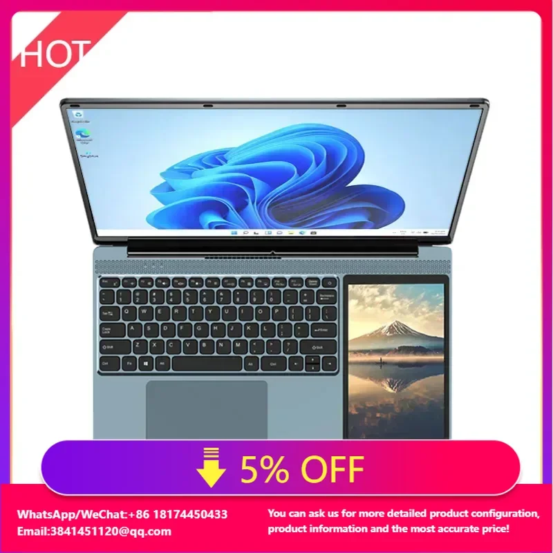 

Laptop I9 I7 Computer OEM 15.6 Inch + 7 Inch Touch Dual Screen 16GB 1TB SSD Celeron Processor N95 N5095 Business Laptop