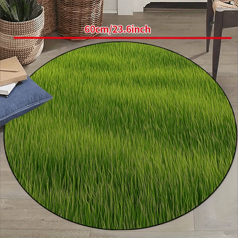 

Круглый коврик 60 см с принтом зеленой травы, мягкий фланелевый придверный коврик, нескользящий напольный ковер для гостиной, спальни, ванной комнаты, домашнего декора, подарок