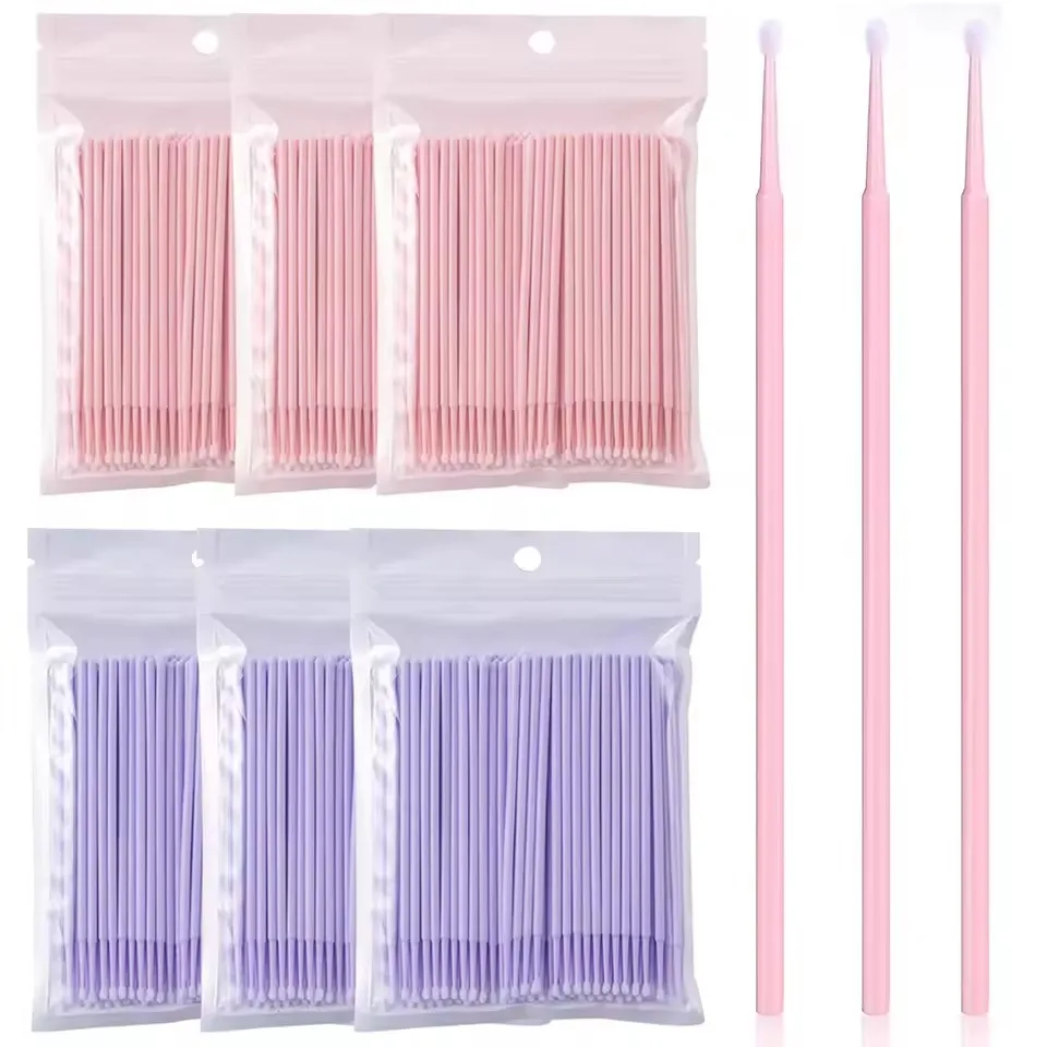 100pcs/Pack Bendable Micro Brushes Disposable Microbrush Applicators Eyelash Extensions Eyelash Glue Cleaning Brush for Eyelash