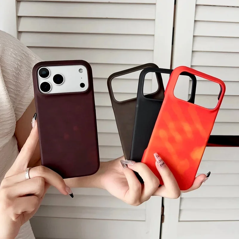 Fashion Ins Thermal Phone Case For iPhone 17 16 15 14 13 12 11 Pro Max Plus Heat Activated Color Changing Touch Sensitive Cover