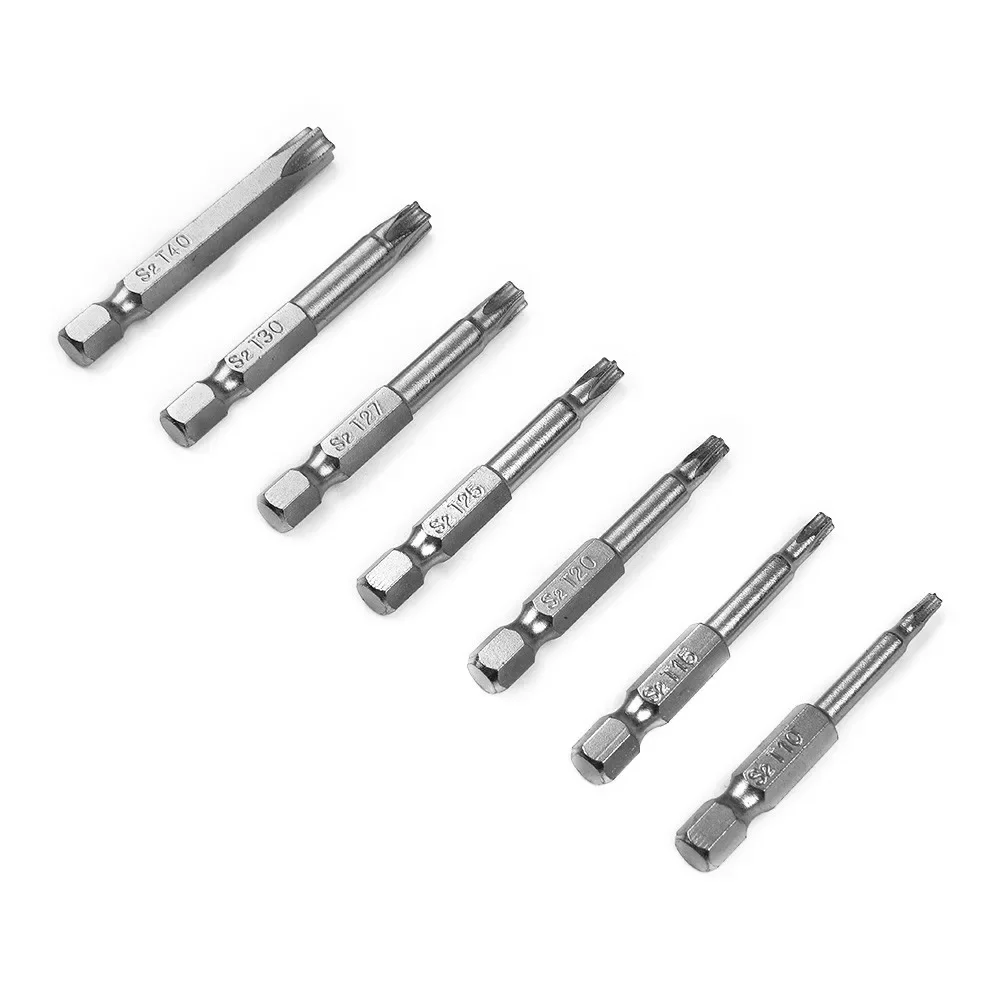 

7Pcs 1/4" Hex Shank Tools Torx Screwdriver 50mm Alloy Steel Five Point Magnetic T10-T40 High Quality High Grade