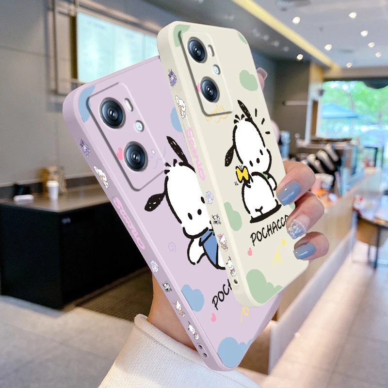 Pochacco Sanrio Cute Cloud Liquid Left Rope For OPPO Find X6 X5 X3 A98 A96 A94 A93 A77 A76 A74 A72 A57 A53 A16 5G Back