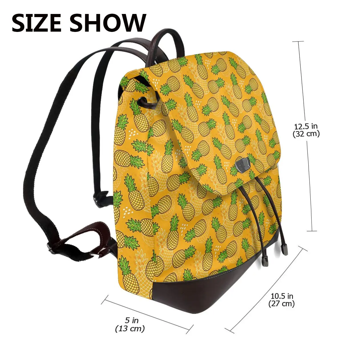 Cartoon Pineapple Tropical Fruit Pattern Bookbag School Student Bags Hiking Travel Daypack for Women Fashion Derma Backpack