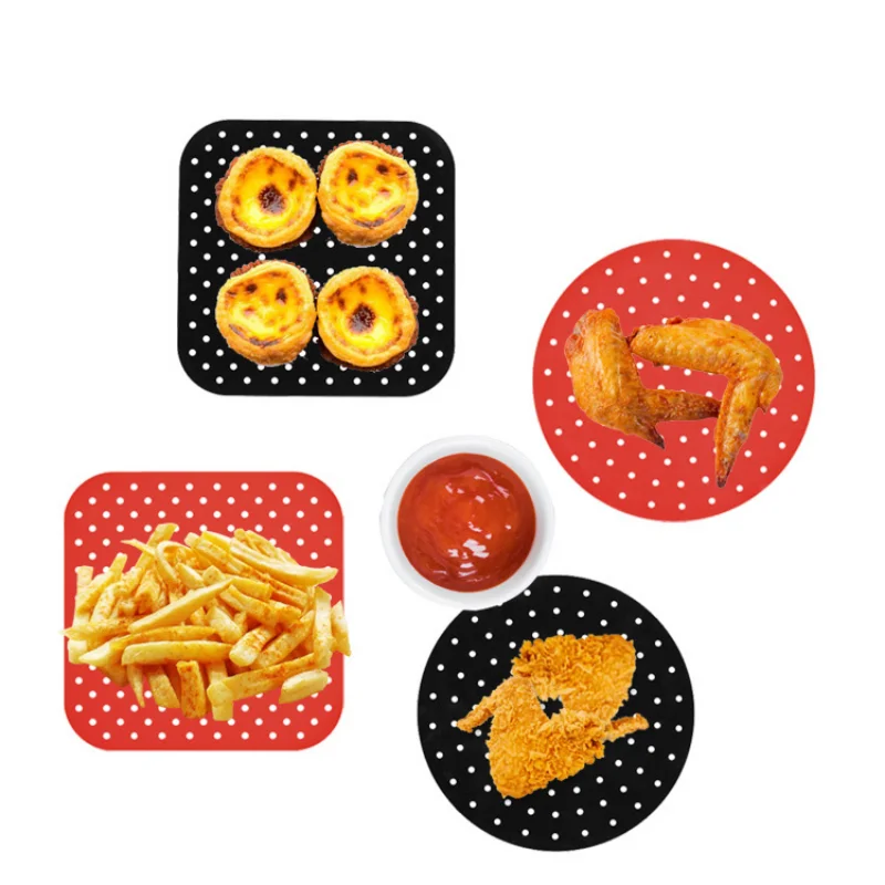 Air Fryer Reusable Silicone Base Mat Square Round Pot Liner Kitchen Accessories Pastry Tools Bakeware Oil Cake Grilled Basket