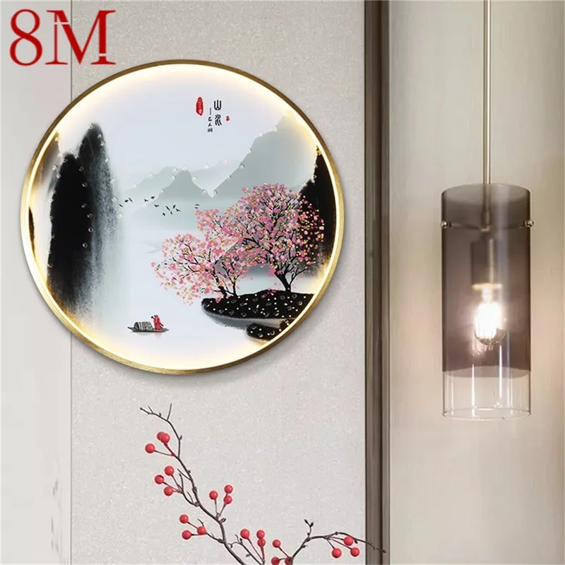 

8M Indoor Wall Lamps Fixtures LED Chinese Style Mural Creative Light Sconces for Home Study Bedroom