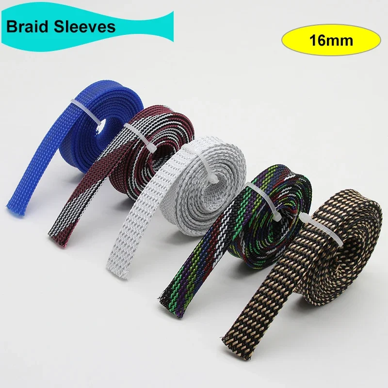 

1~50M 16mm PET Expandable Cable Sleeve Tight Braided High Density Wire Line Protector Cable Wrap Gland Sheath Braid For Wires