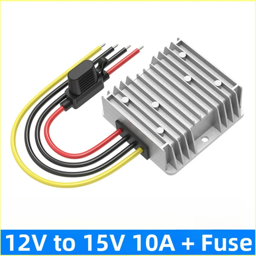 DC 12V to 15V Step-up Power Converter Module 150W 10A Output with Fuse Protection IP68 Waterproof Compact Design