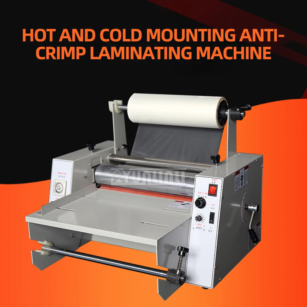 DC-380 laminating machine 110V-220V Anti-curl laminating machine 365mm width Single and double sided steel roller TEMP control