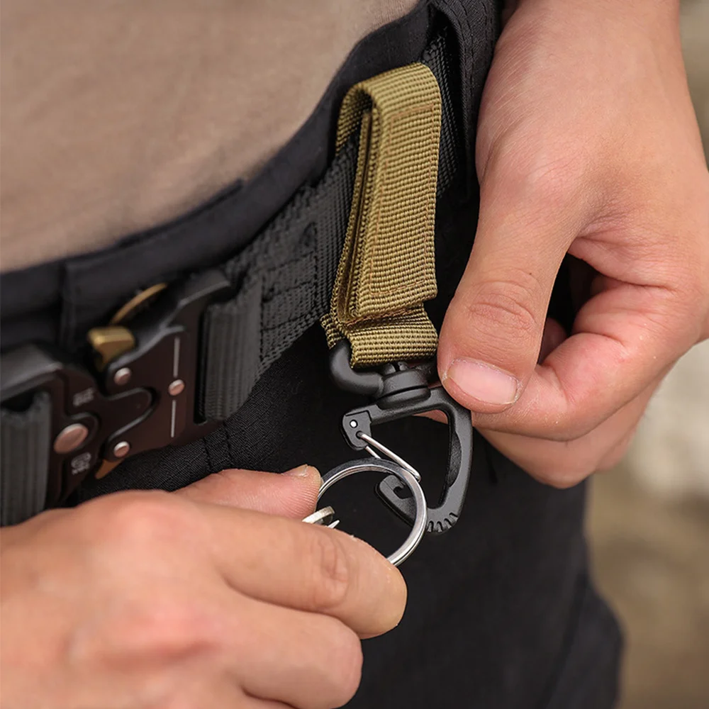 Outdoor Nylon Molle Tactical Backpack Carabiner Key Hook Webbing Buckle System Belt Buckle Hanging Camping Climbing Accessories