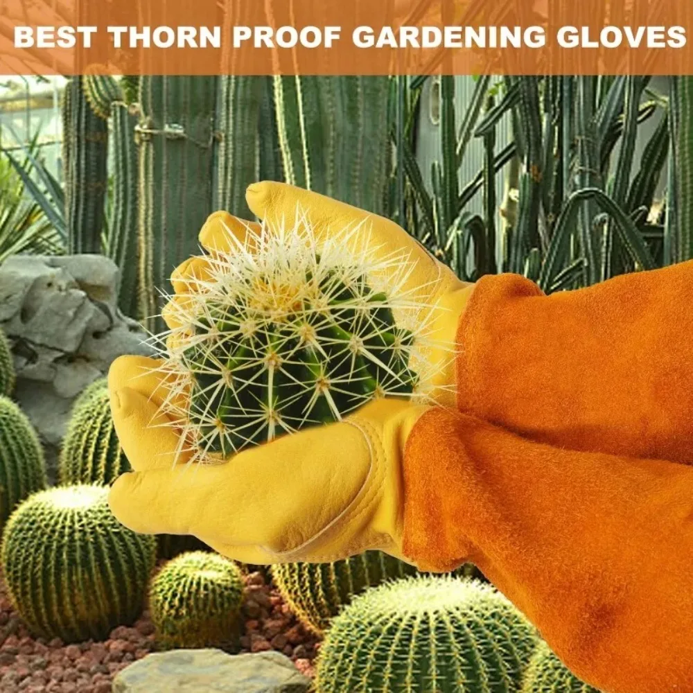 

Heavy Duty Thorn-Proof Gardening Gloves, Elbow-Length Goatskin Work Gloves for Rose Pruning, Machine Washable