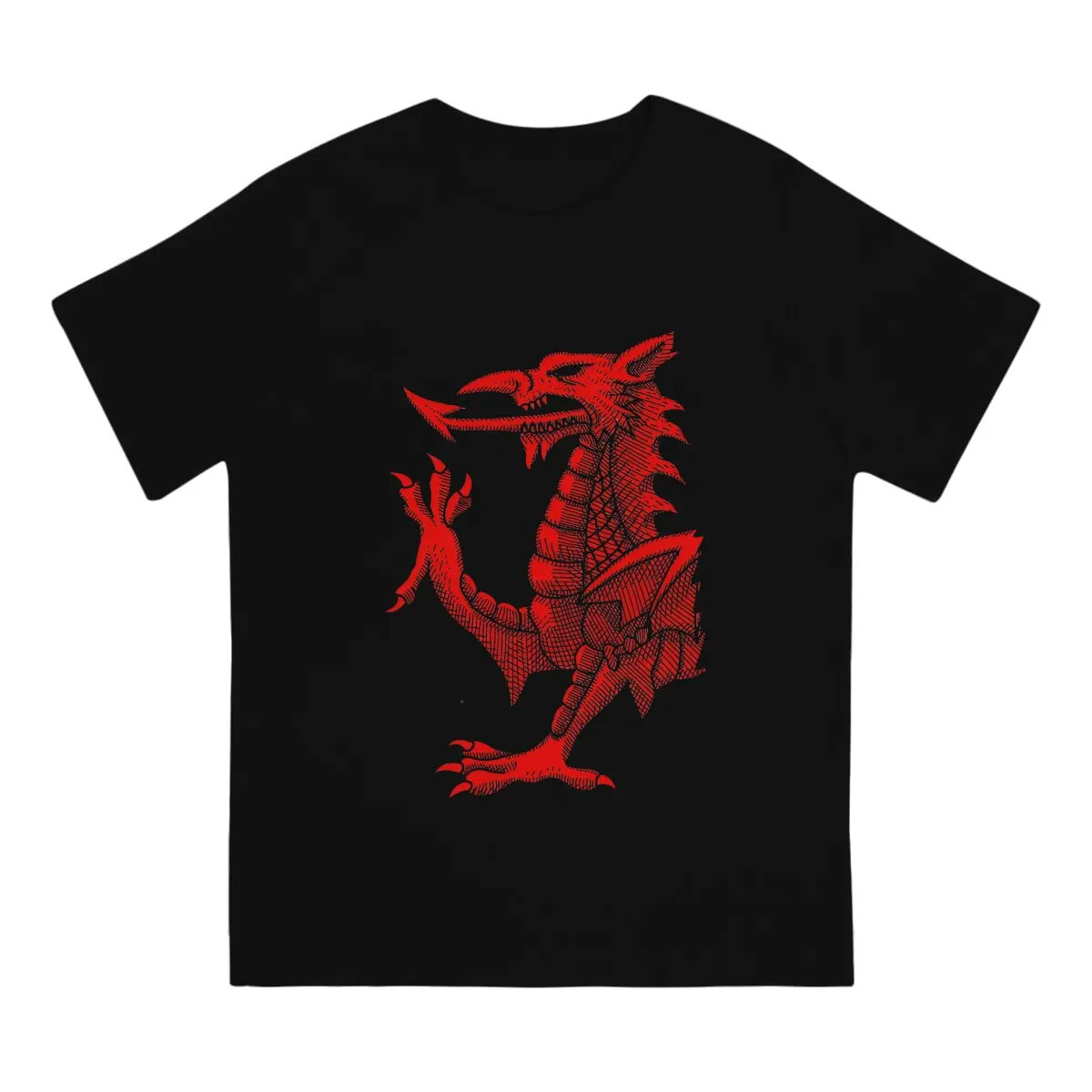 Welsh Cool Dragon Red Hatching T Shirt Polyester Punk Men Tees Summer Clothing Harajuku O-Neck TShirt