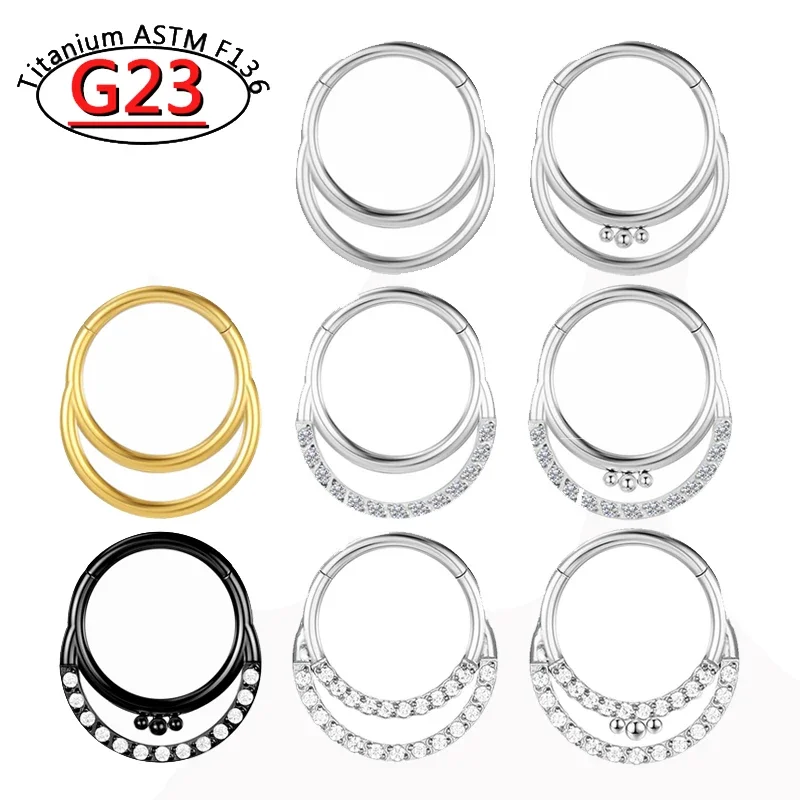 ASTM F136 Titanium Piercing Clicker Segment Hoop Nose Rings Earrings Nose Septum Piercing Ear Tragus Cartilage Lip Ear Piercing