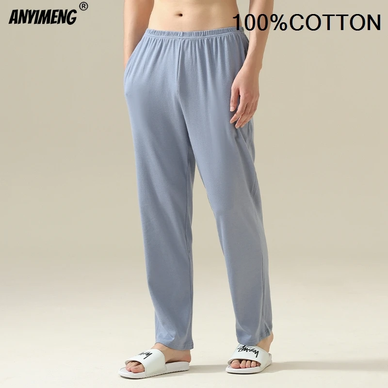 100% Cotton Mens Bottoms Autumn Spring Male Full Pants High Quality Plaid Pj Pants for Boy Sleeping Long Lingerie Man Sleepwear