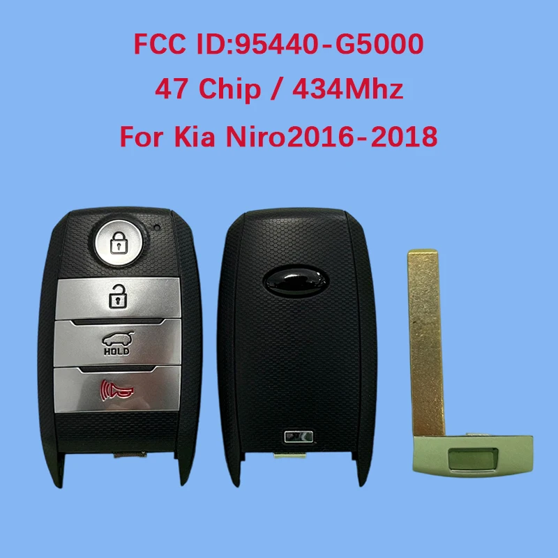 

CN051048 Послепродажный 4-кнопочный смарт-брелок 433 МГц FCC 95440-G5000 47 чип без ключа для KIA Niro 2016-2017