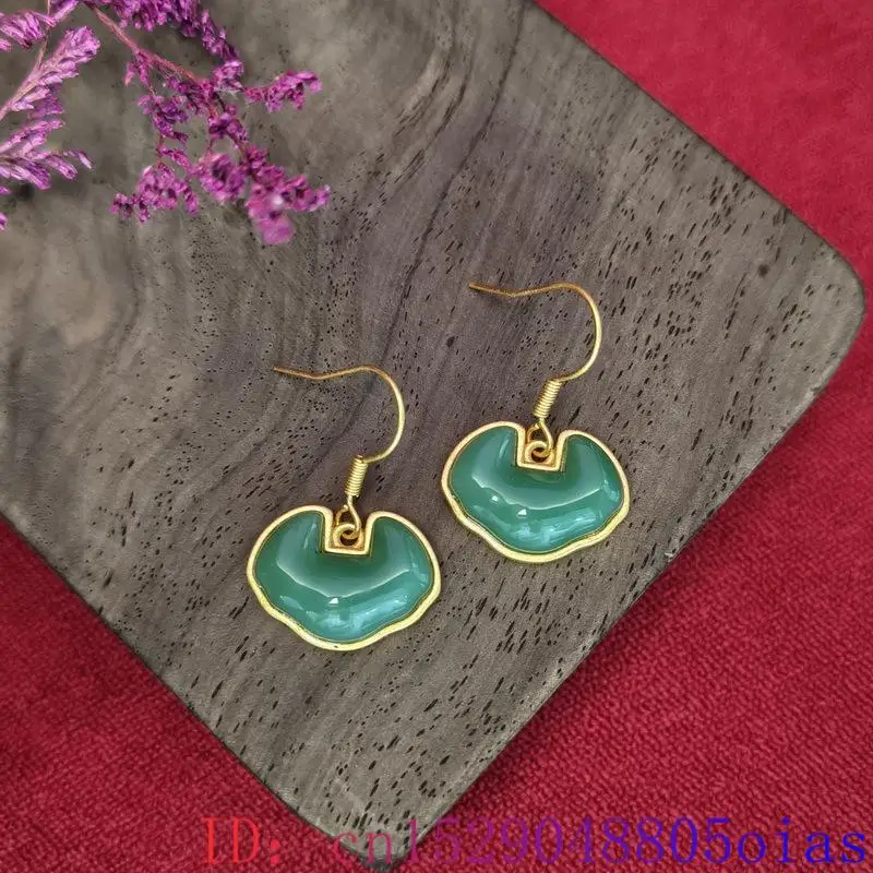Real Jade Ruyi Earrings Lucky Charm Luxury Vintage Natural Jewelry Designer Gifts Talismans Stone Gift Amulet