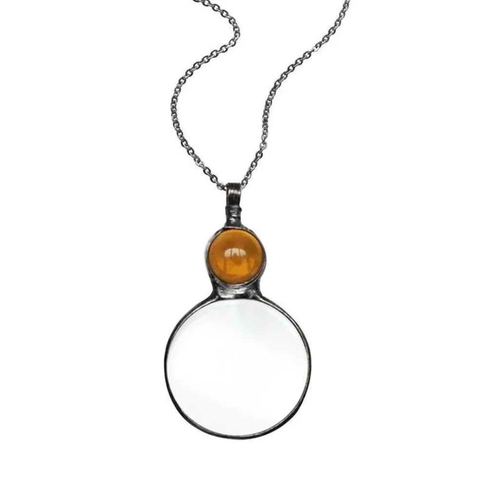 Metal Circular Magnifying Glass Pendant Reading Amplifier Portable Reader Reading Magnifying Glass Pendant BoHo Style Vintage