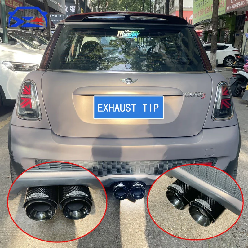 For BMW Mini R56 F57 58 59 COOPERS Non-destructive Exhaust Tip Tail throat Pipe Cover Decorative Accessories carbon fiber tip