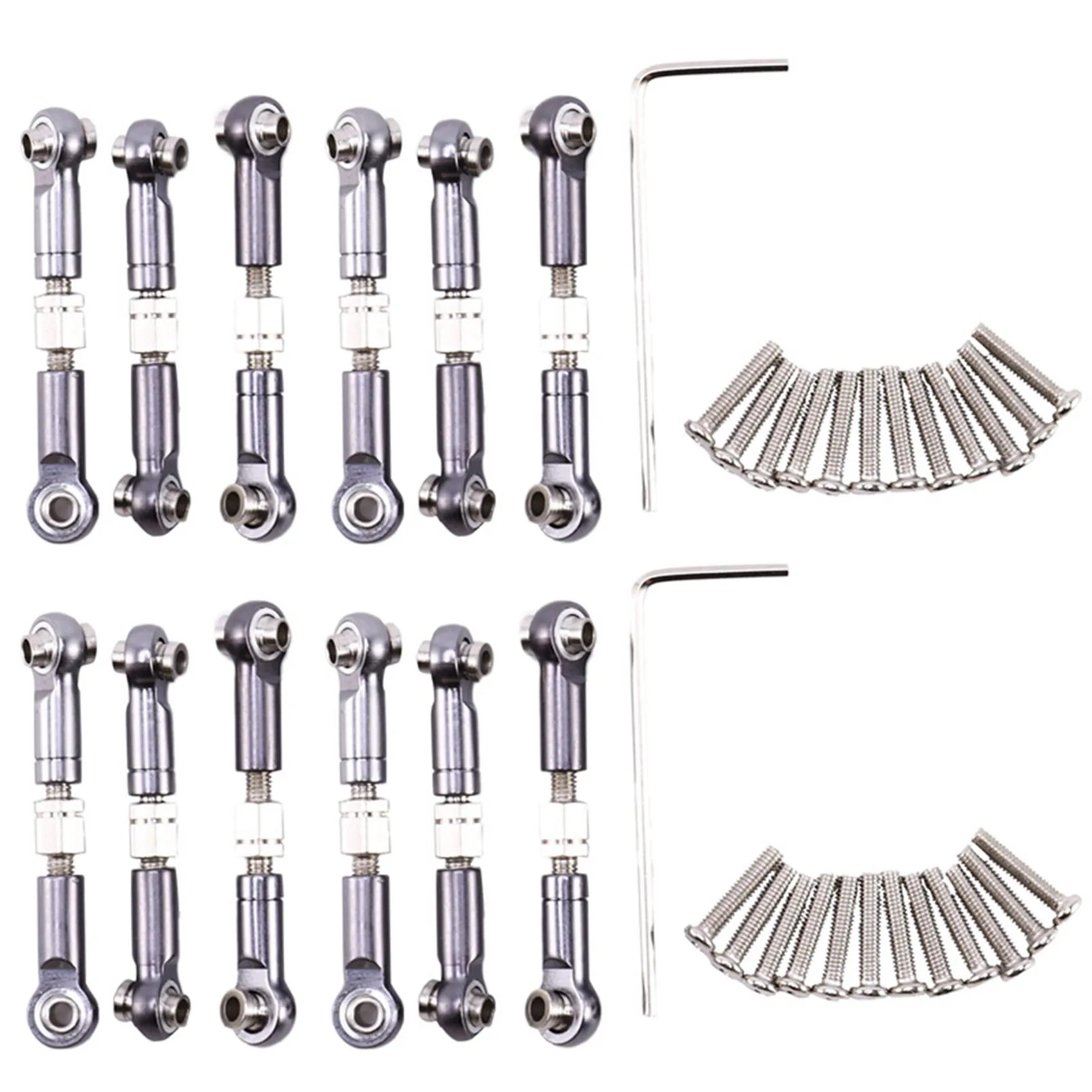 ODIES-12 قطعة قضيب سحب معدني قابل للتعديل وصلة مؤازرة أمامية/خلفية لسيارة Wltoys A949 A959 A969 A979 K929 RC، رمادي