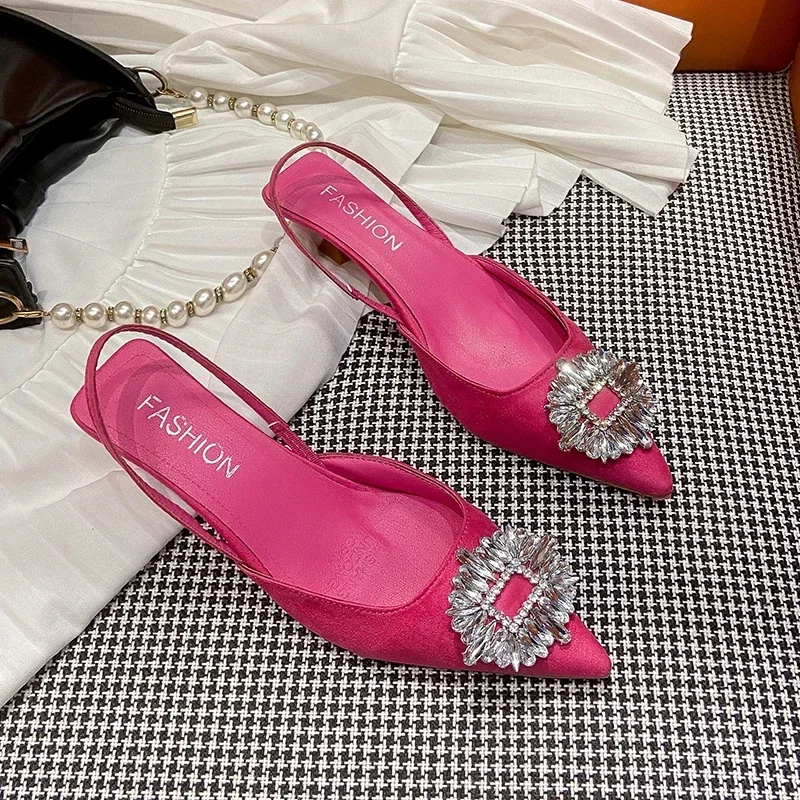 Shoes Women Sandals Pointed Toe Flats Female Shoes Casual Outside Shallow Spring Summer Rhinestones Flat With Ladies Flats Bling image 3