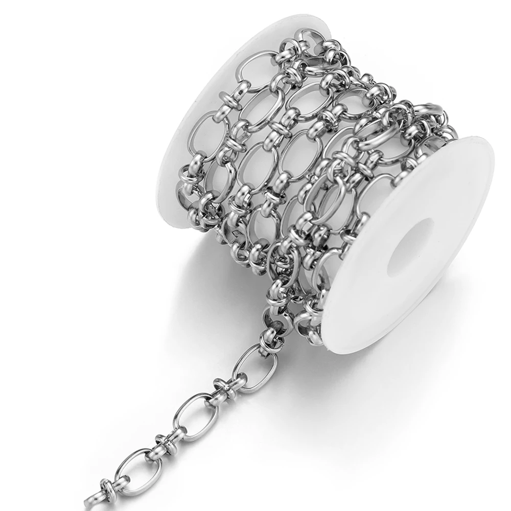 Cadenas grandes de acero inoxidable 304 con nudo grueso, accesorios para hacer joyas, collares de Hip Hop, suministros para pulseras, 1 metro