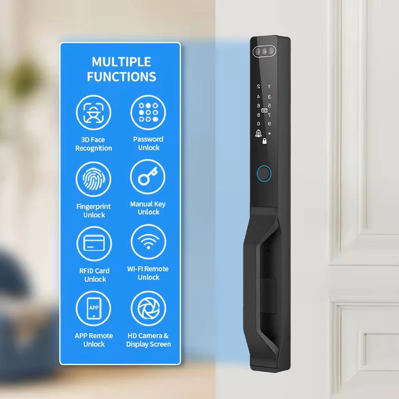 STLF Home Security Outdoor Waterproof 3D Face Recognition Tuya Smart Lock Digital Fingerprint Aluminum Sliding Door Lock