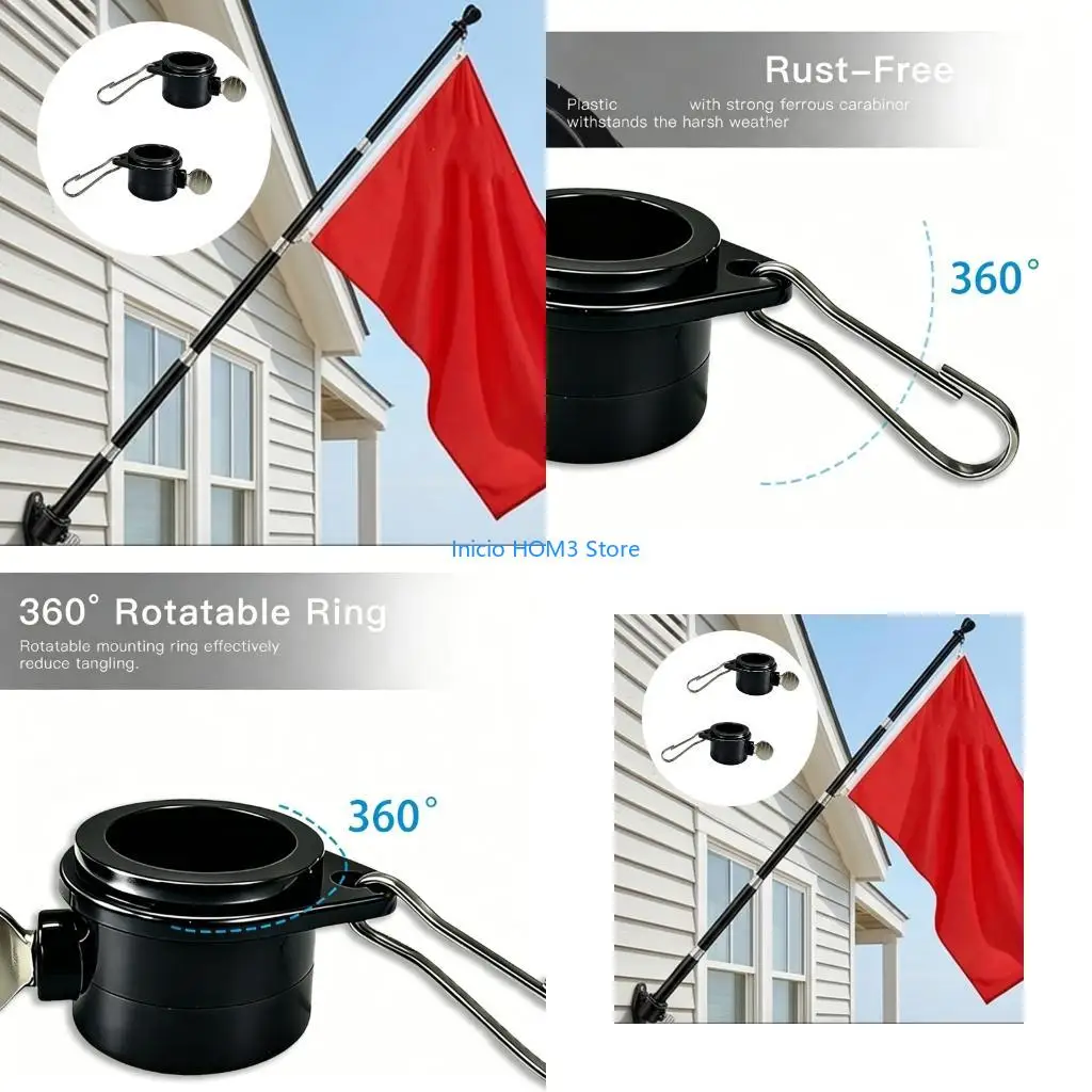 A5YD 2 Pieces Interchangeable Garden Flag Poles With Rotating Design 6 Feet Tall