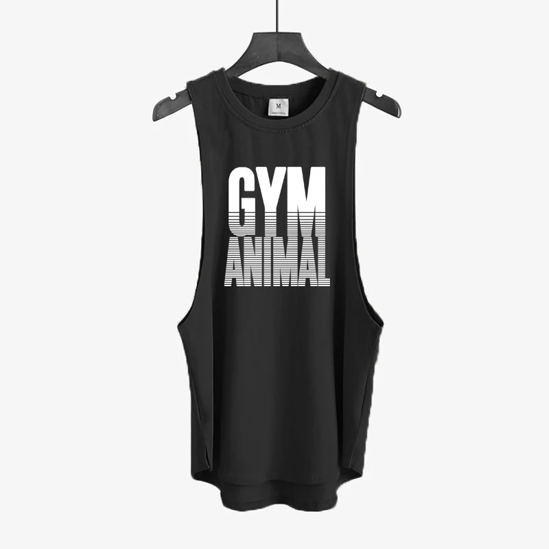 Summer Mens Bodybuilding Fitness Sport Tank Tops Gym Workout Muscle Sleeveless Casual T-Shirts Cotton Breathable Loose Clothing