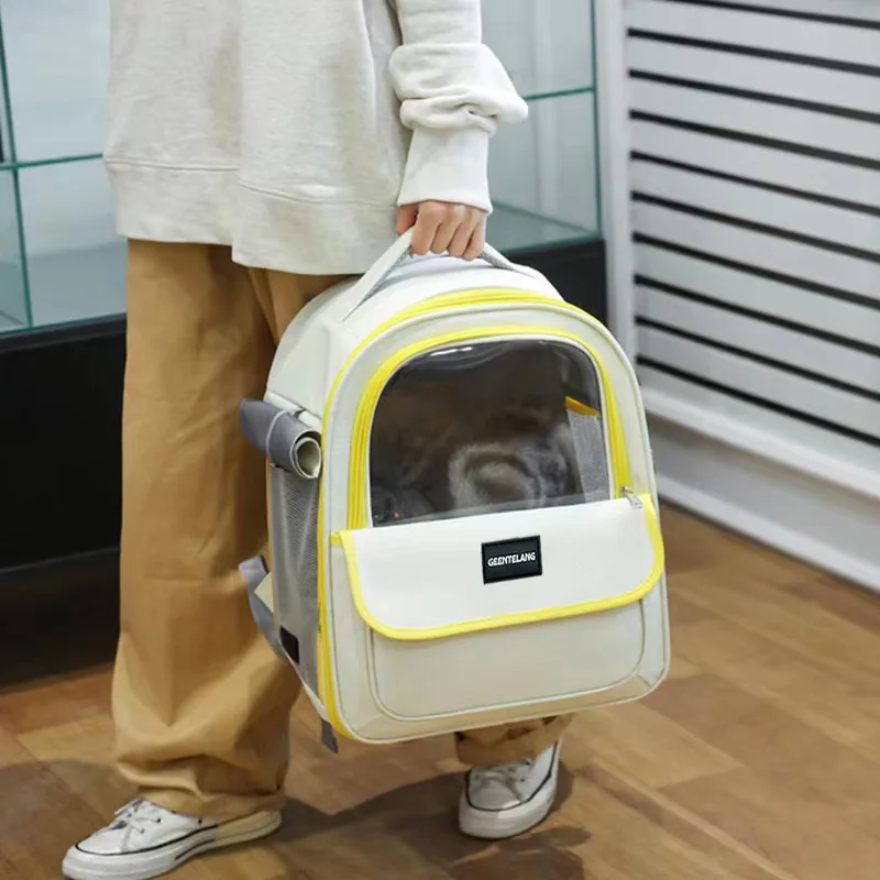 Cat mesh breathable pet bag for comfortable outdoor activities, large capacity pet backpack, minimalist style pet backpack