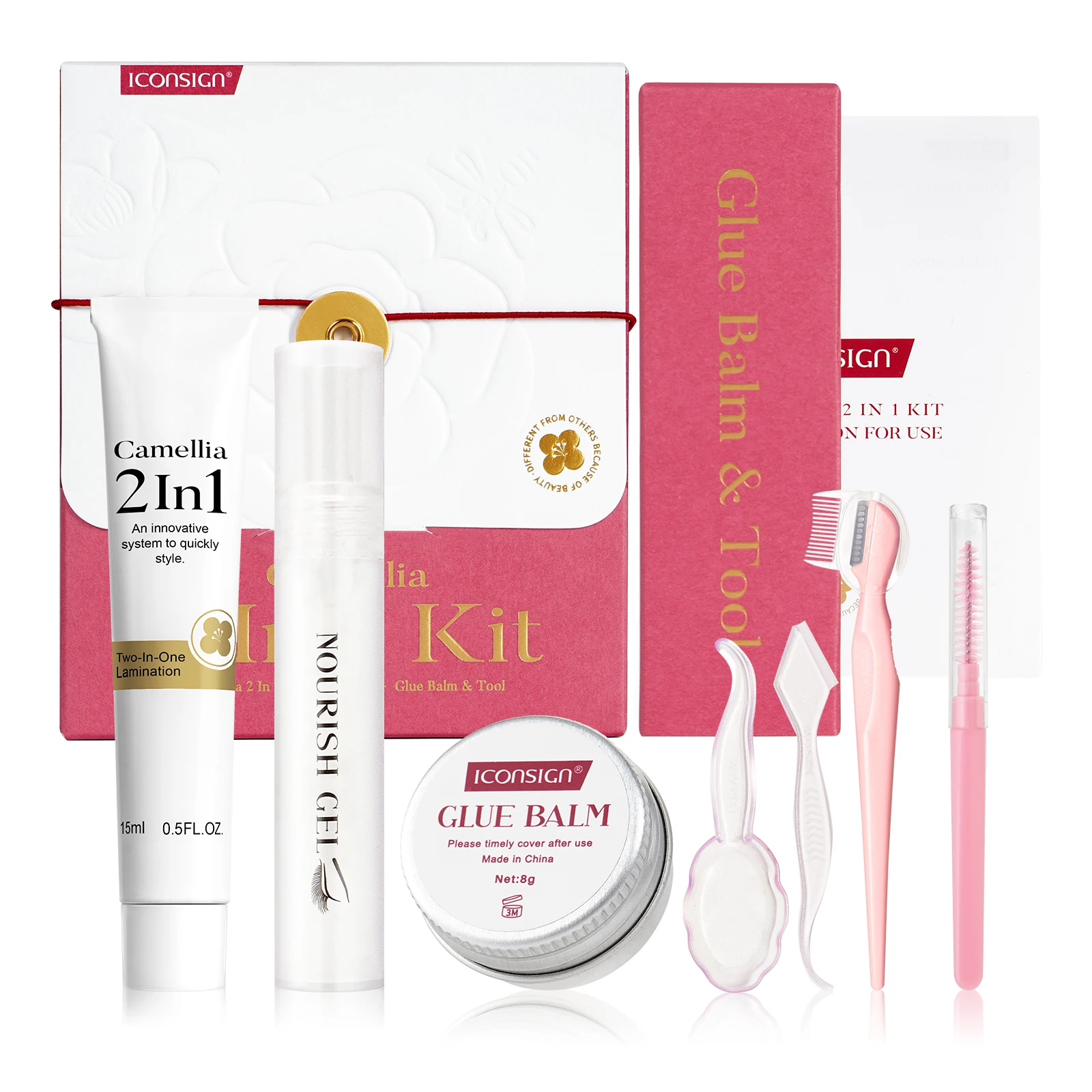 

ICONSIGN Camellia 2 в 1: Набор для ламинирования и моделирования бровей, освежающий, изысканный, для создания идеального контура, полный комплект косметики