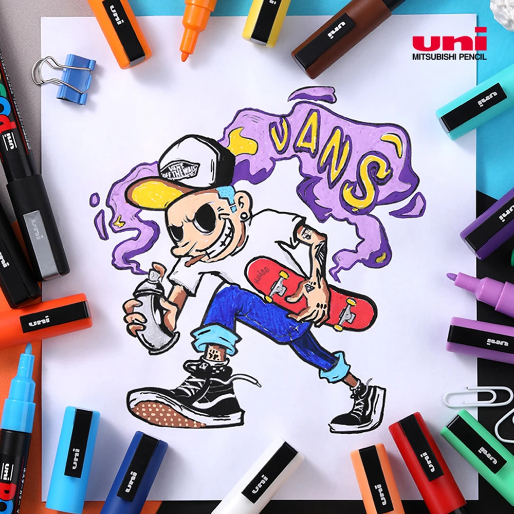 24 لون اليابان UNI مجموعة أقلام تحديد 0.9-1.3 مللي متر POSCA الاكريليك PC-3M المياه القائمة لون ماركر البوب المشارك الكتابة على الجدران اللوحة لوازم