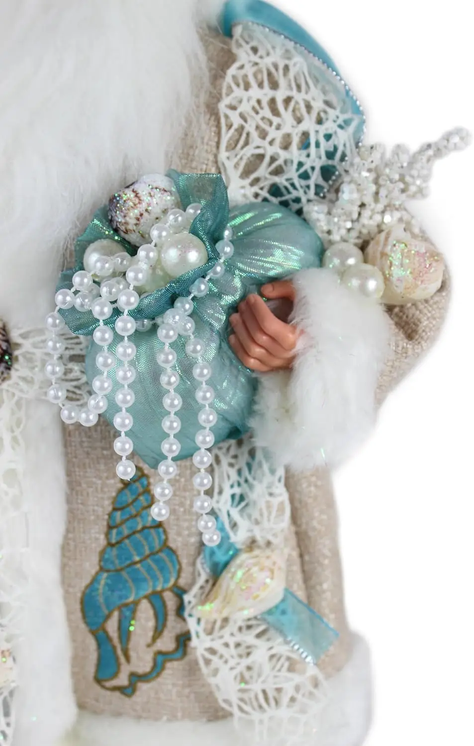 Figura navideña de Papá Noel aguamarina de pie de 16", decoración navideña para el hogar festivo