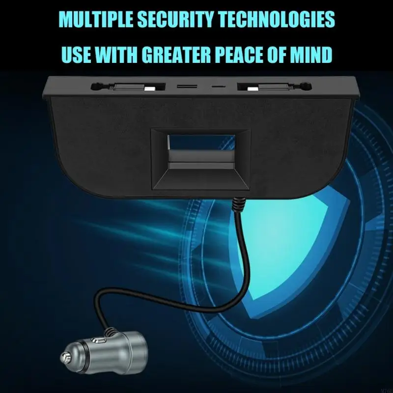 M76E Organisierter Kfz-Ladehub mit ausziehbarem Kabel und USB-Anschlüssen an der Vorderseite – Detail 7