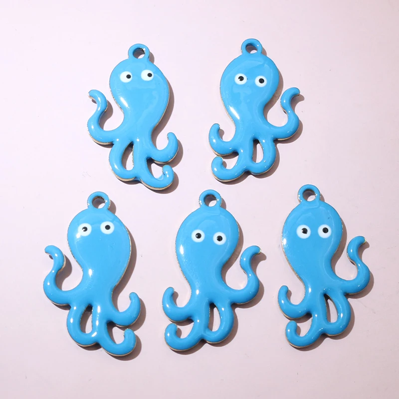10pcs 28x15mm Enamel Octopus Charms Pendant Stainless Steel DIY Jewelry Making Accessories Findings for Necklace Earrings image 6