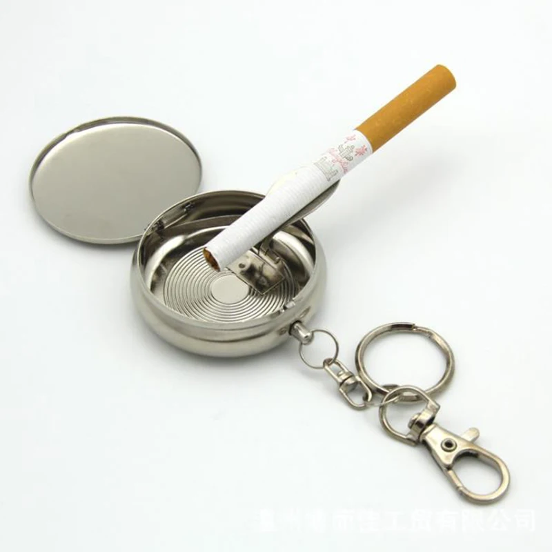 1Pc Mini Cigarette Ashtray with Round Shaped Silver Cigarette Supplies