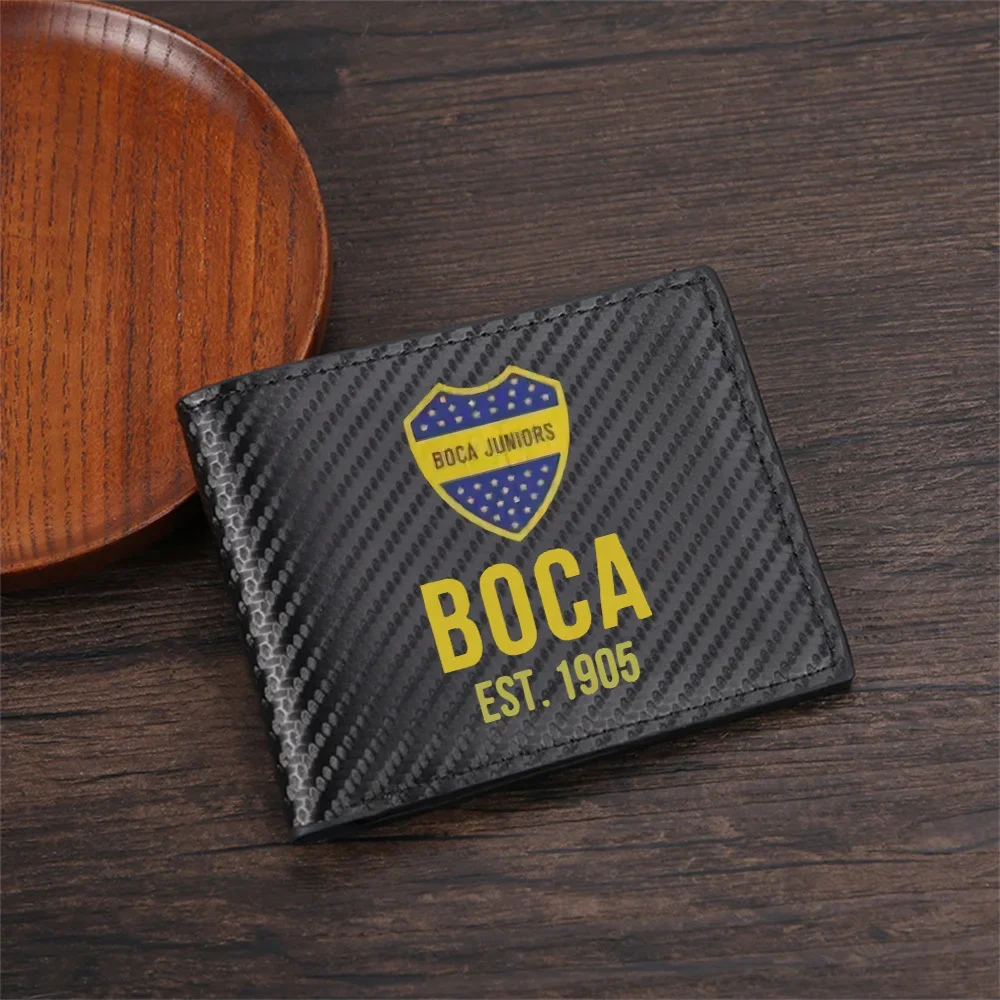 Shield logo text Boca Juniors Established year Men's Wallets Simple Business Modern Stylish Printing Design Gifts For Father Boy