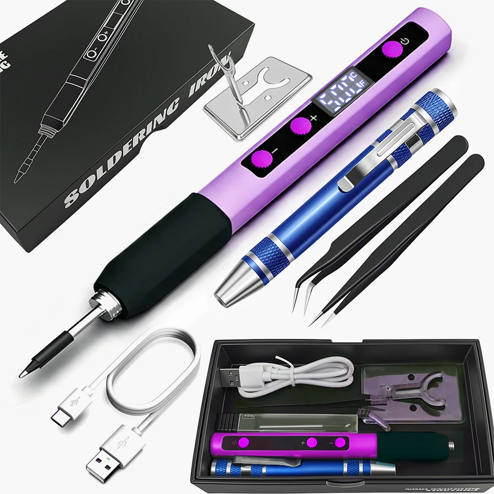Multi Purpose USB Soldering Iron, Portable Digital Soldering Iron Pen, Temperature Control Range of 200-500 ℃ and ℃/℉ Switching