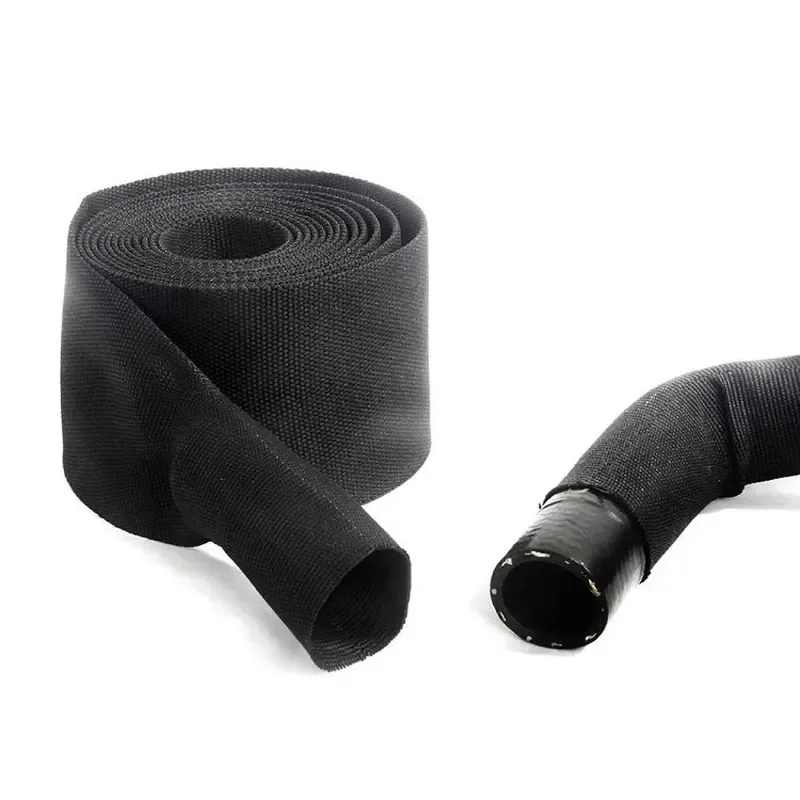Polyester material protection textile cable sleeve black heat shrinkable textile sleeve diameter 40.0 mm 50 m/roll